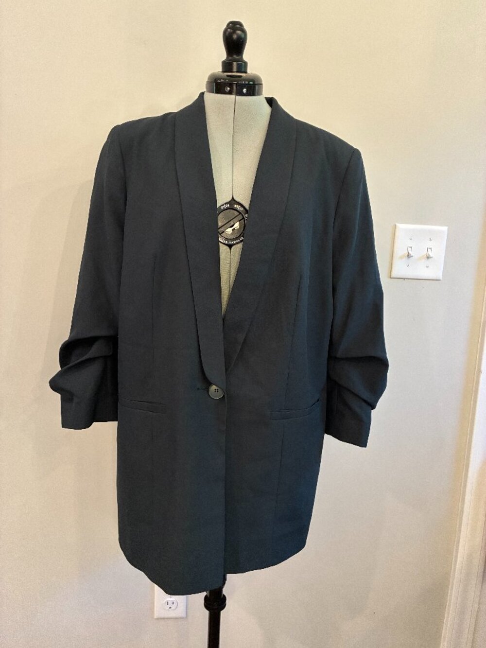 ASOS Single‑Button Blazer Teal Dark Neutral Size M Minimalist Tailored 0369